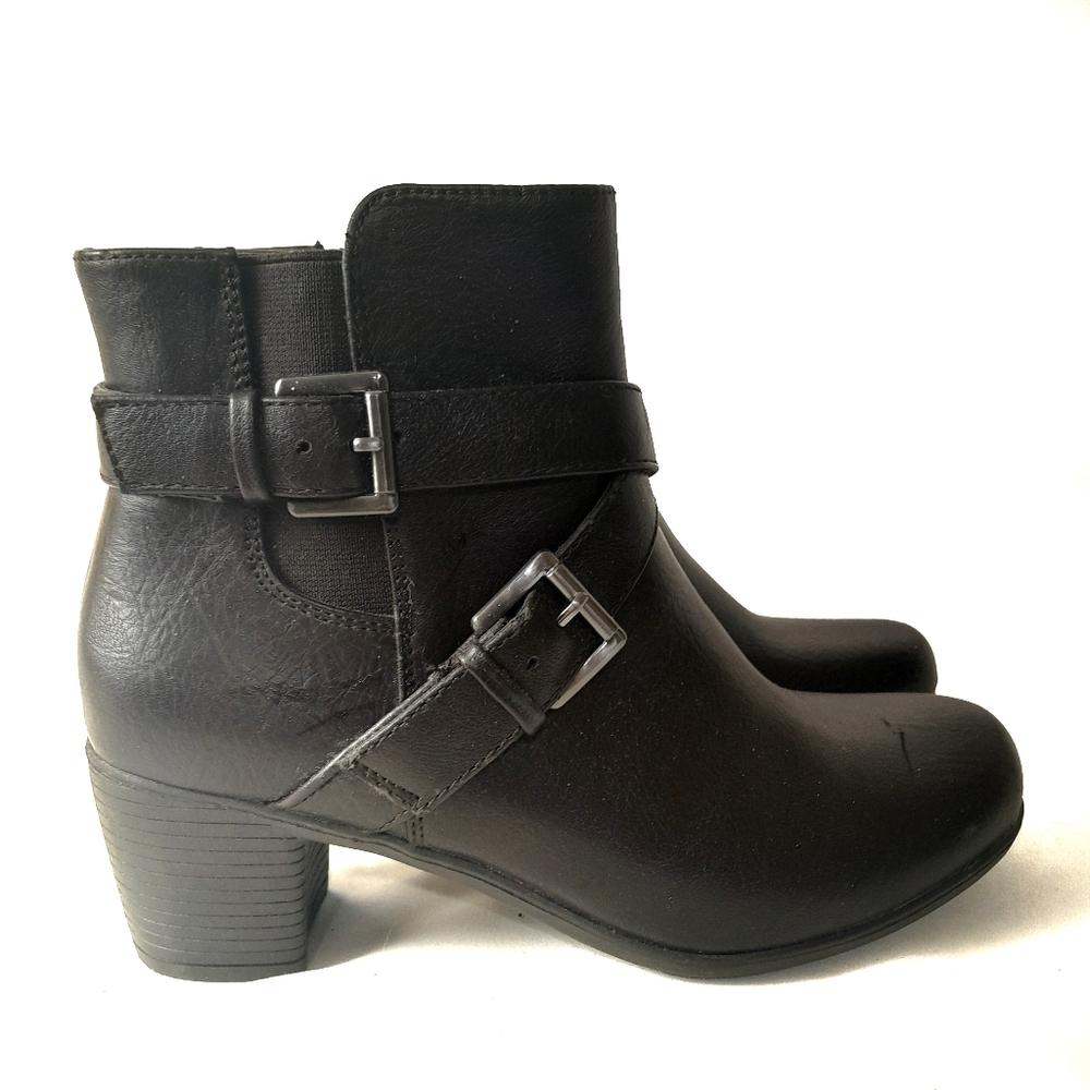 Brown Ankle Booties | Side-Zip | Accent Buckles Size 7M
